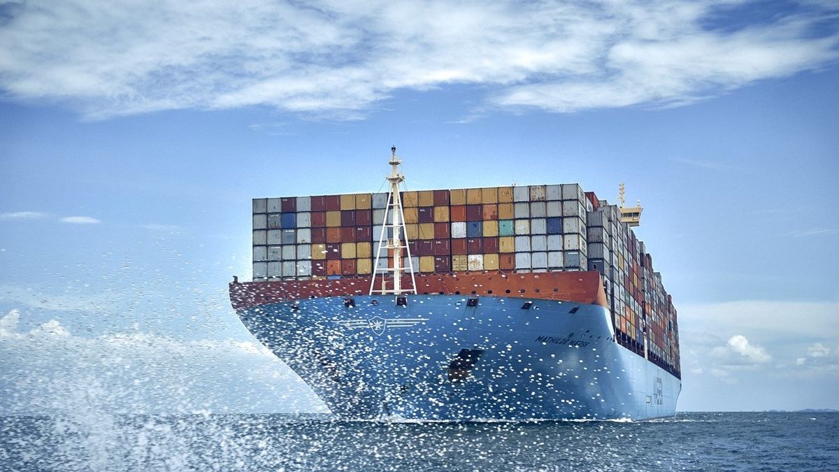 A container ship.
