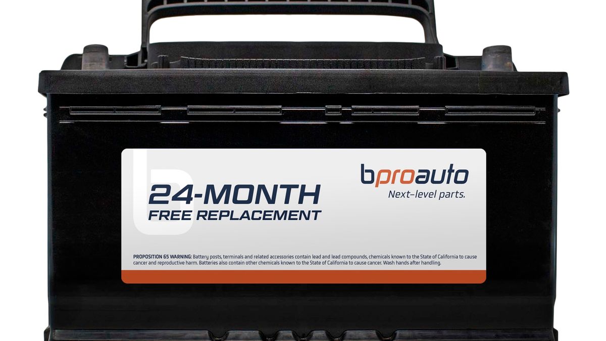 A picture of a bproauto brand automotive battery.