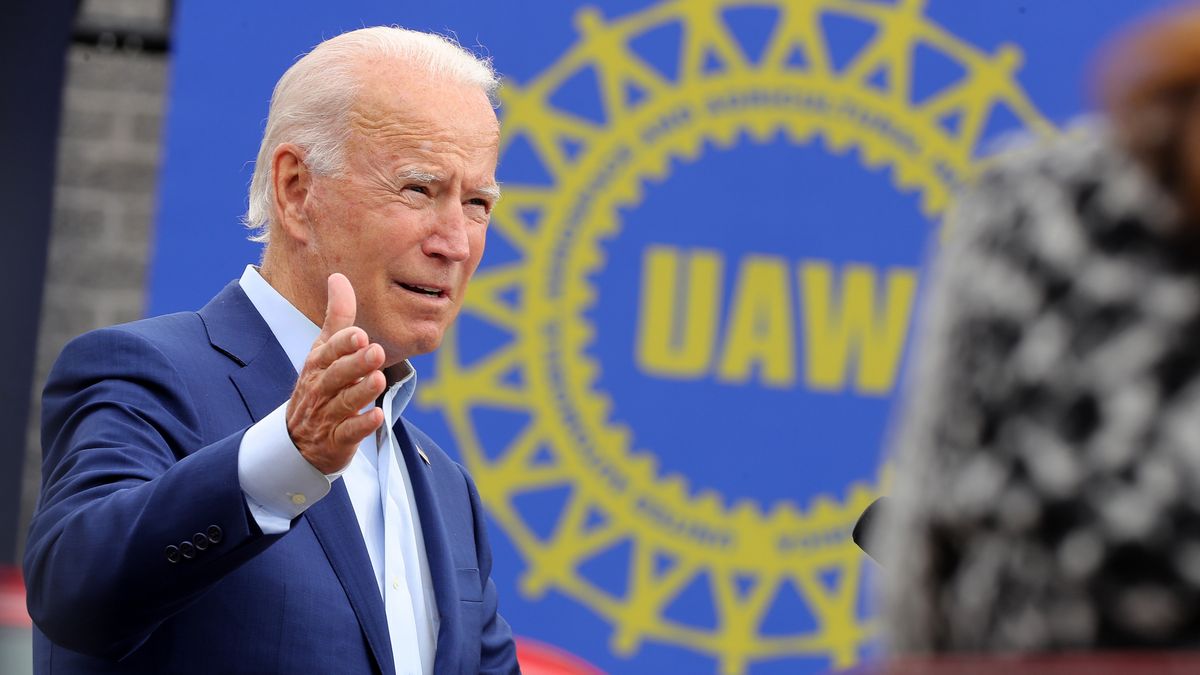 President Joe Biden speaks at UAW event in Warren, Michigan