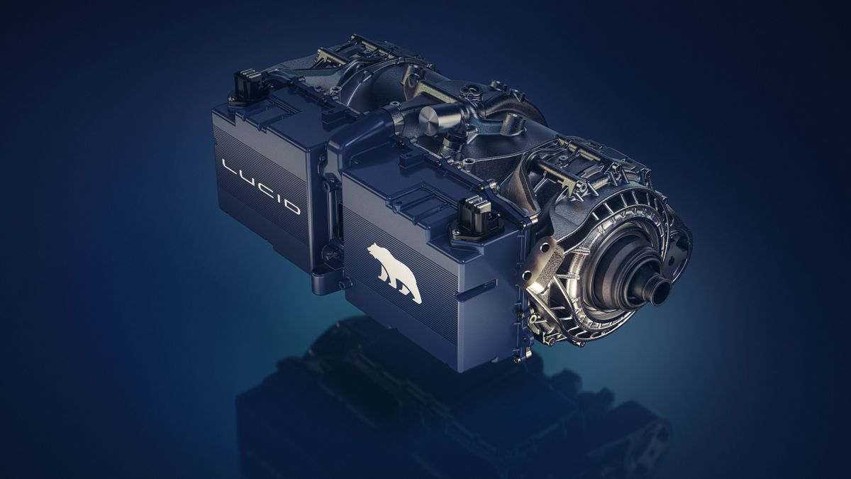 A picture of Lucid's dual-motor EV drive unit