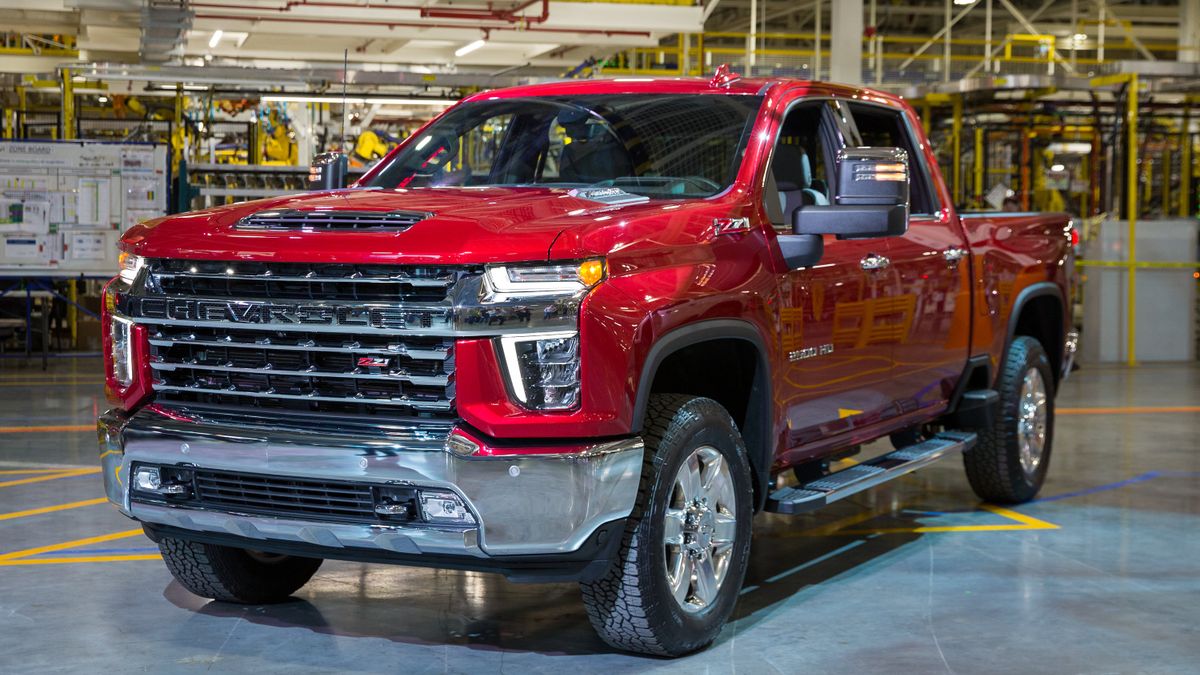 Chevrolet unveils the full lineup of its 2020 Silverado Heavy Duty Tuesday, February 5, 2019 at General Motors Flint Assembly where the trucks will be built in Flint, Michigan.